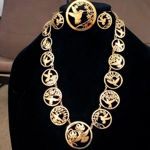 Wild Bryde Gold Hummingbird Necklace Pin Earrings